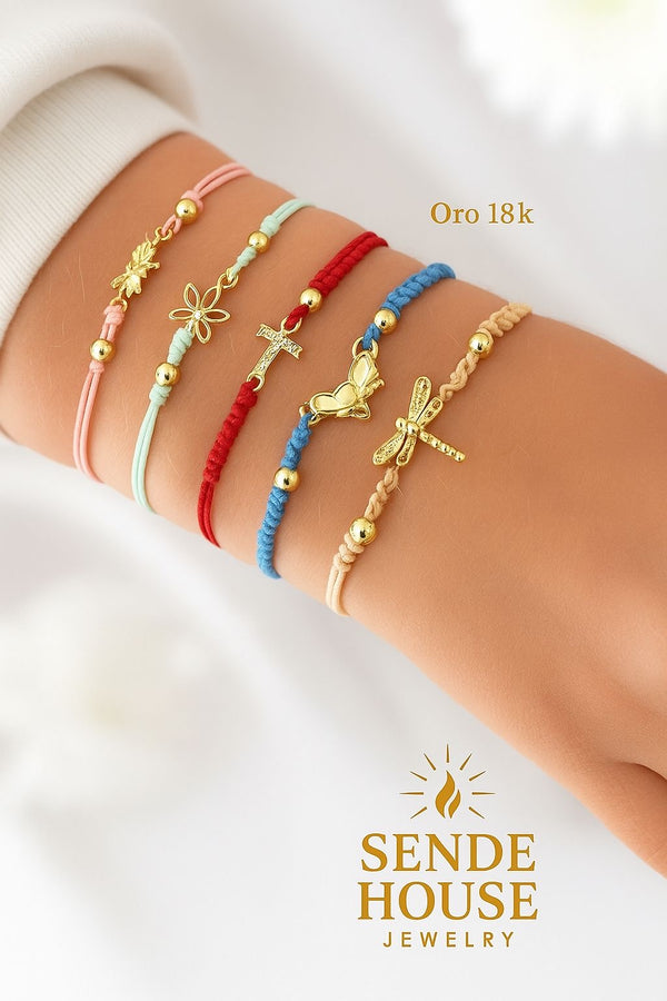 Pulsera de hilo con dije en Oro 18k – Sende House