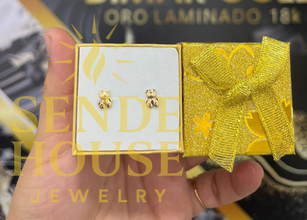 Aretes Osito en Oro Laminado 18k